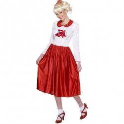Kostým Sandy - červeno-bílé šaty